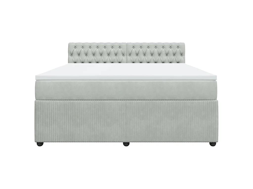 Giroletto a Molle con Materasso Grigio Chiaro 180x200cm Velluto