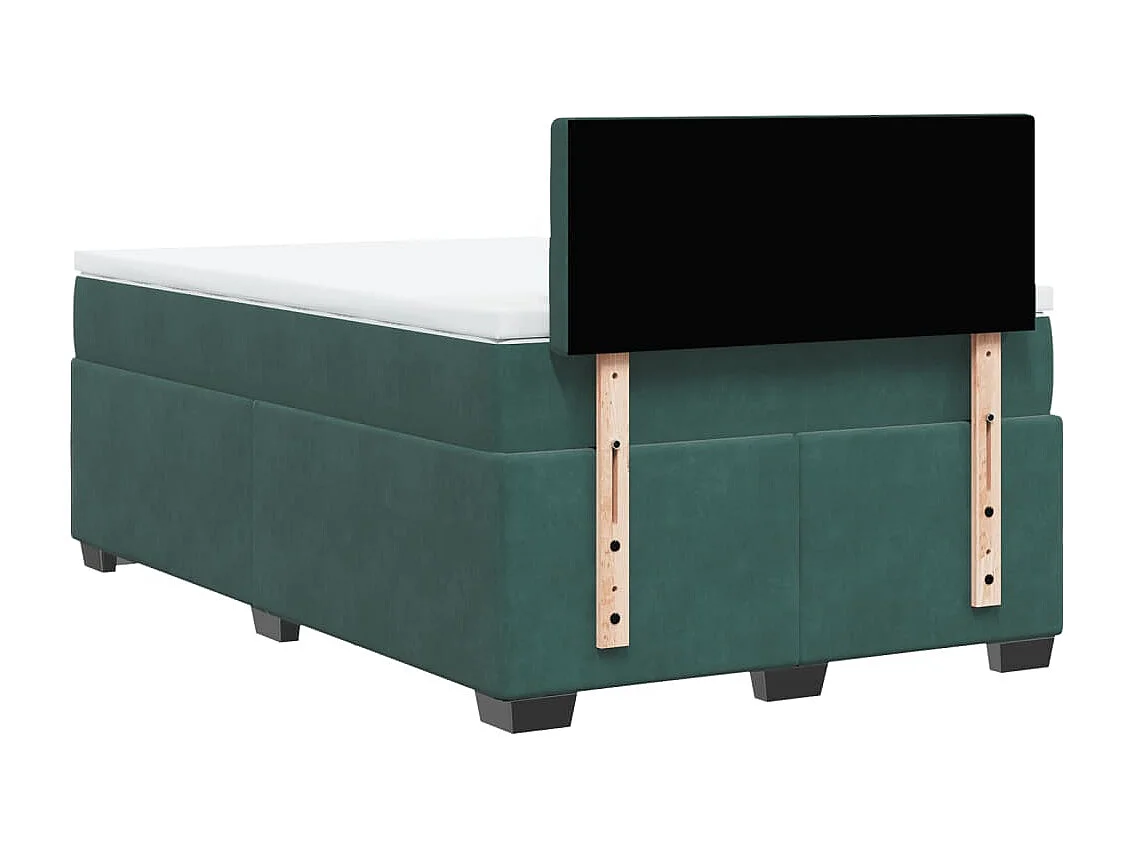 Cama boxspring com colchão 120x200 cm veludo verde-escuro
