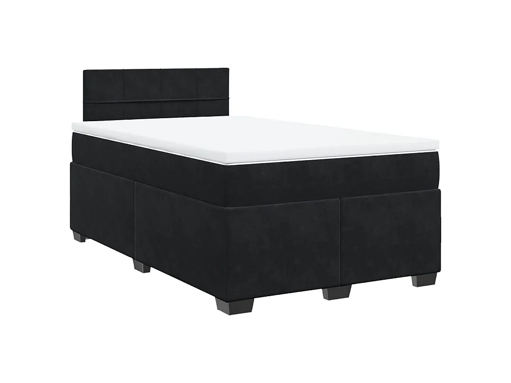 Cama box spring con colchón terciopelo negro 120x190 cm
