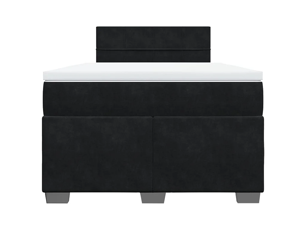 Cama box spring con colchón terciopelo negro 120x190 cm