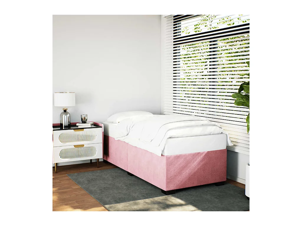Cadre de lit sans matelas rose 90x190 cm velours