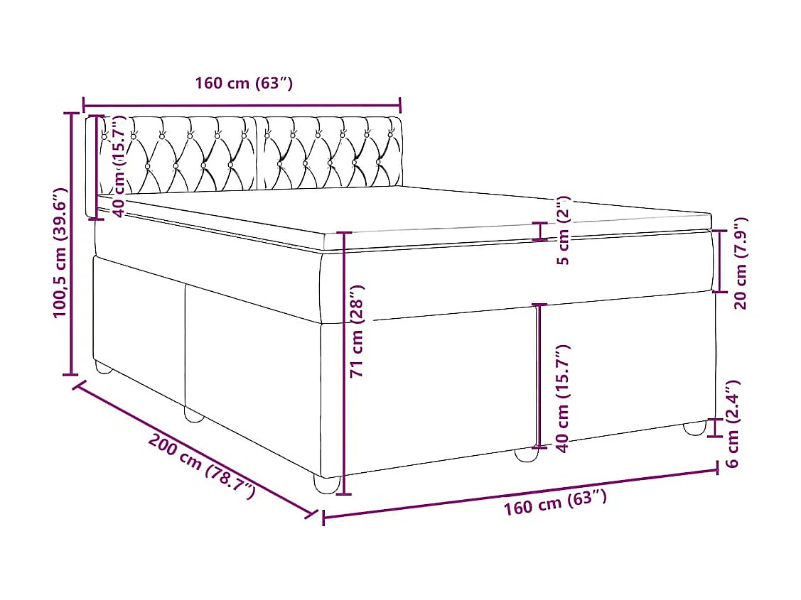 Boxspring met matras fluweel donkergroen 160x200 cm