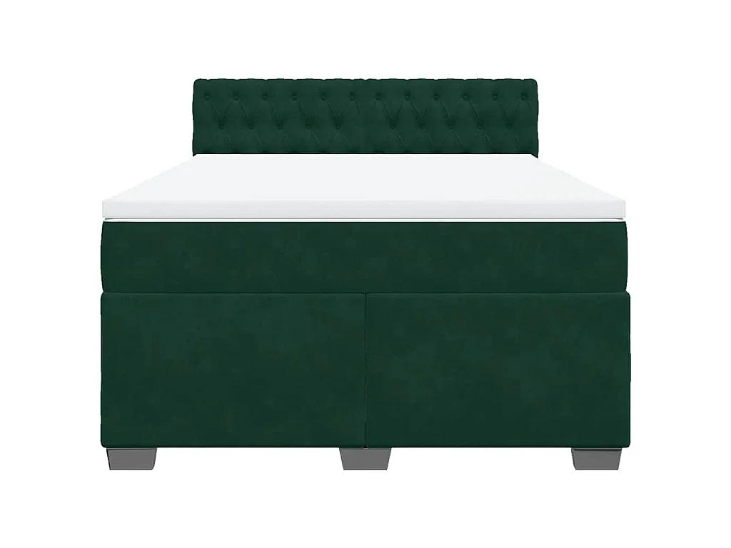 Cama com molas/colchão 160x200 cm veludo verde-escuro