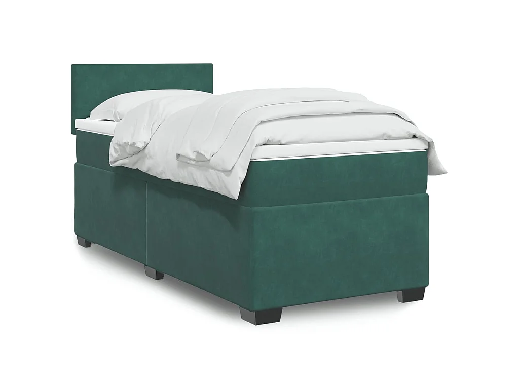 Giroletto a Molle con Materasso Verde Scuro 80x200 cm Velluto