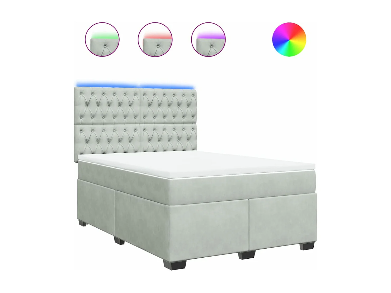 Giroletto a Molle con Materasso Grigio Chiaro 160x200cm Velluto