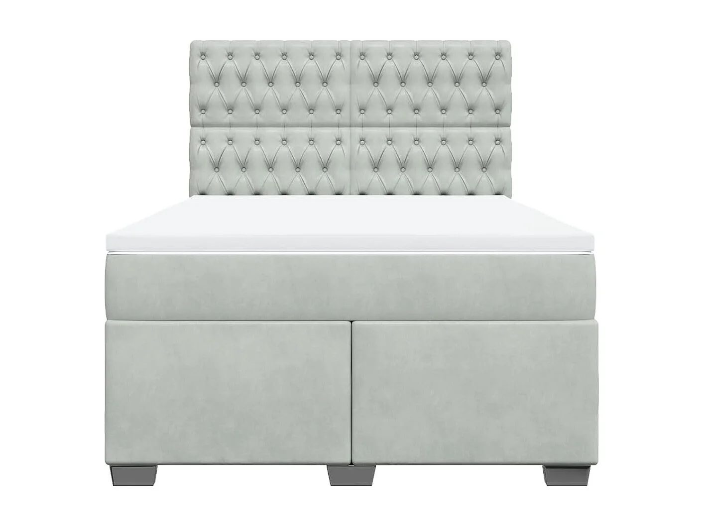 Giroletto a Molle con Materasso Grigio Chiaro 160x200cm Velluto