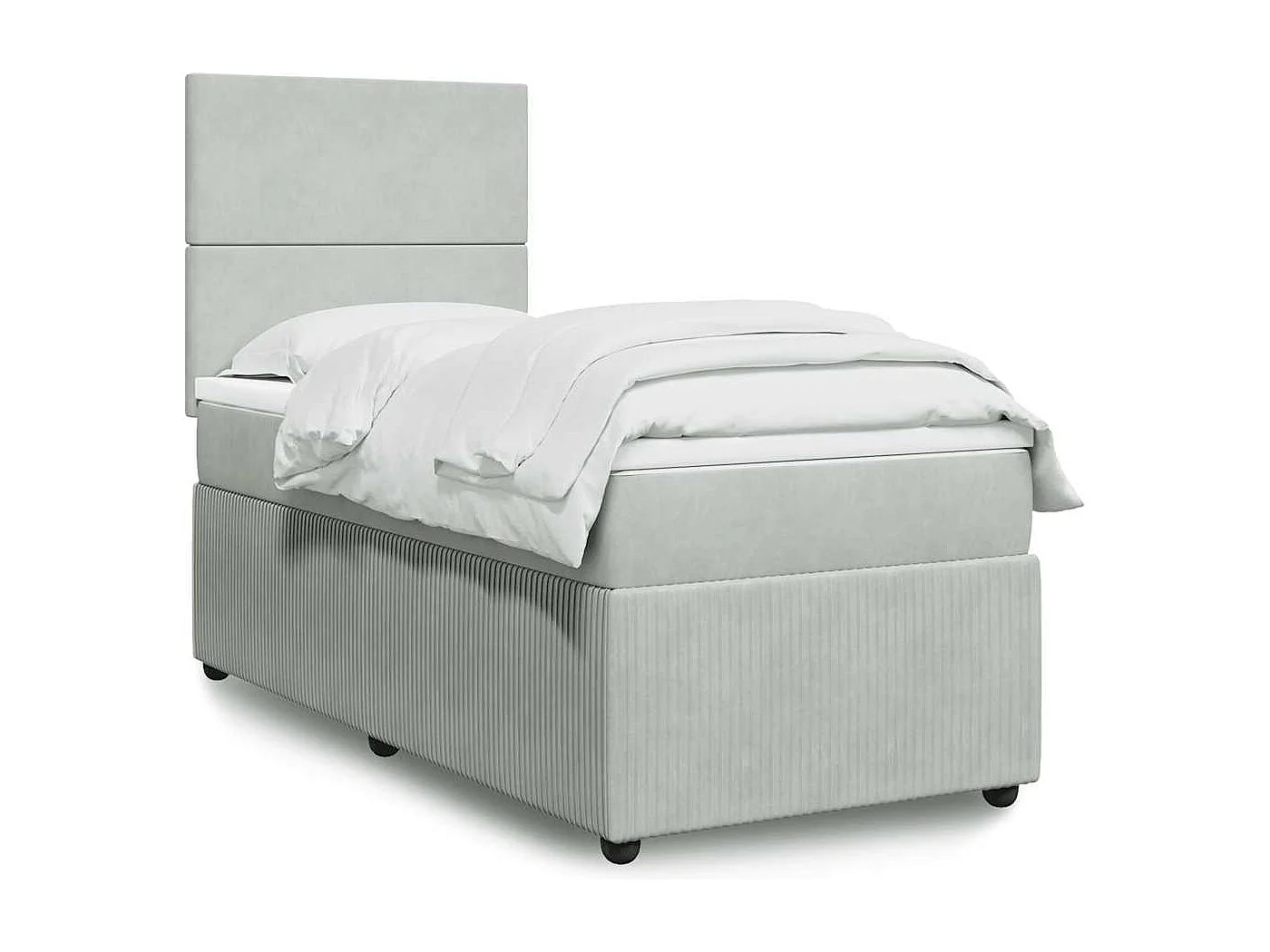 Sommier à lattes de lit et matelas Gris clair 90x200 cm Velours