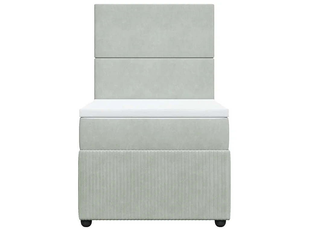 Boxspring met matras fluweel lichtgrijs 90x200 cm