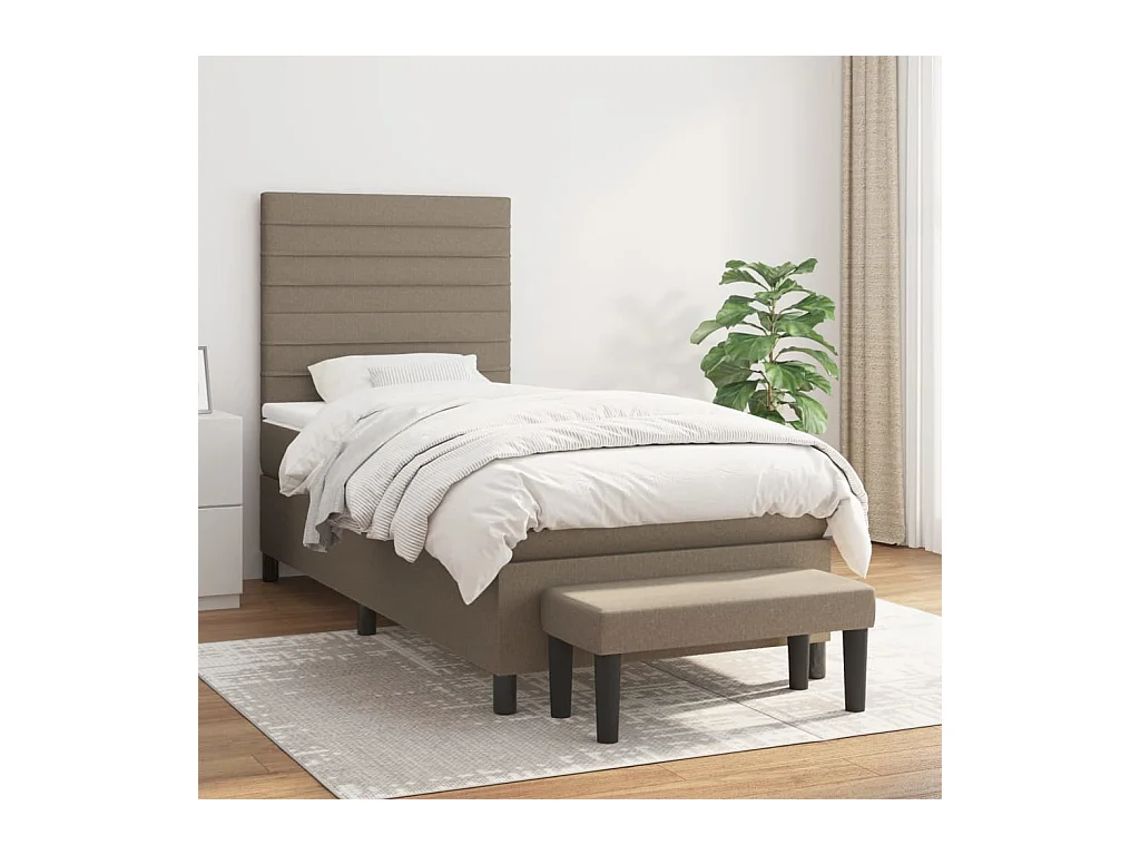 Sommier à lattes de lit avec matelas Taupe 90x200 cm Tissu