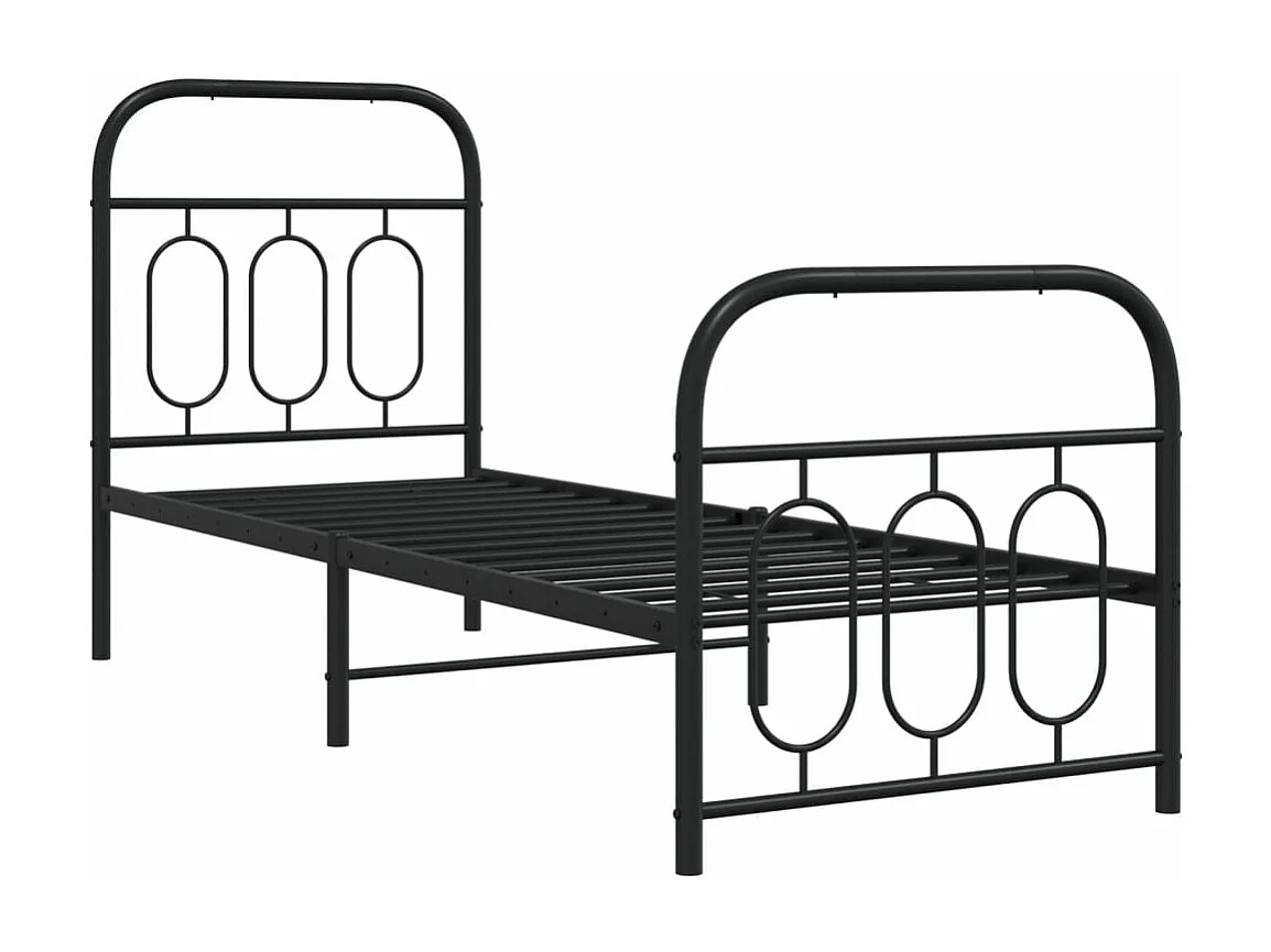 Bedframe met hoofd- en voeteneinde metaal zwart 75x190 cm