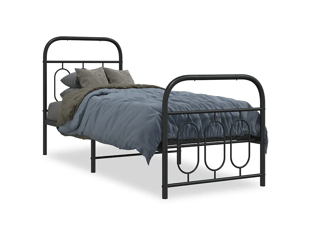 Giroletto con Testiera e Pediera Metallo Nero 75x190 cm