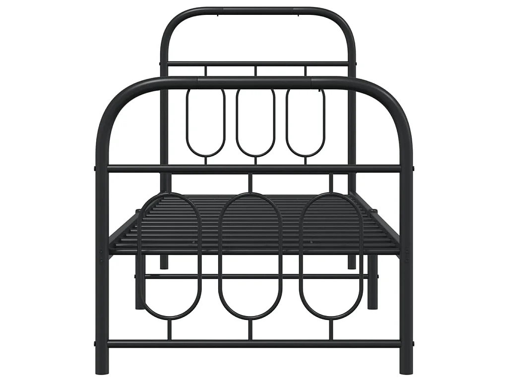 Giroletto con Testiera e Pediera Metallo Nero 75x190 cm