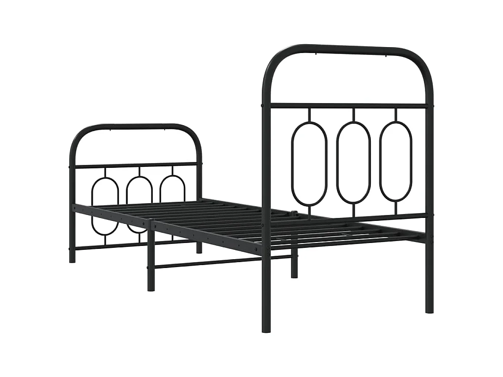 Giroletto con Testiera e Pediera Metallo Nero 75x190 cm