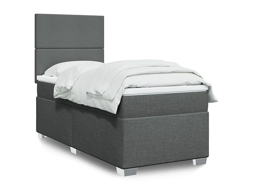 Cama com molas/colchão 90x190 cm tecido cinza-escuro