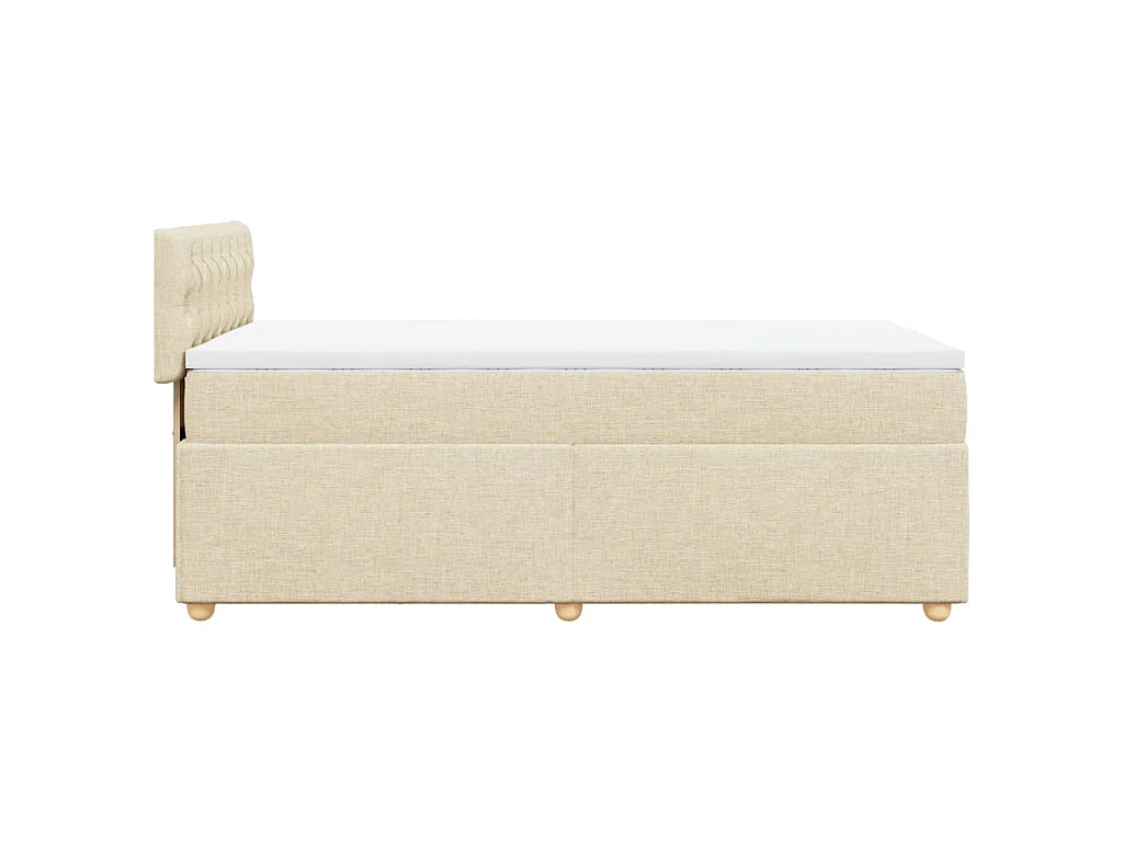 Cama box spring con colchón tela color crema 90x190 cm