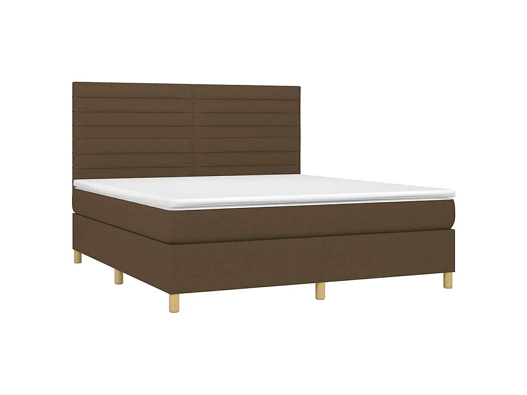 Boxspring met matras en LED stof donkerbruin 180x200 cm