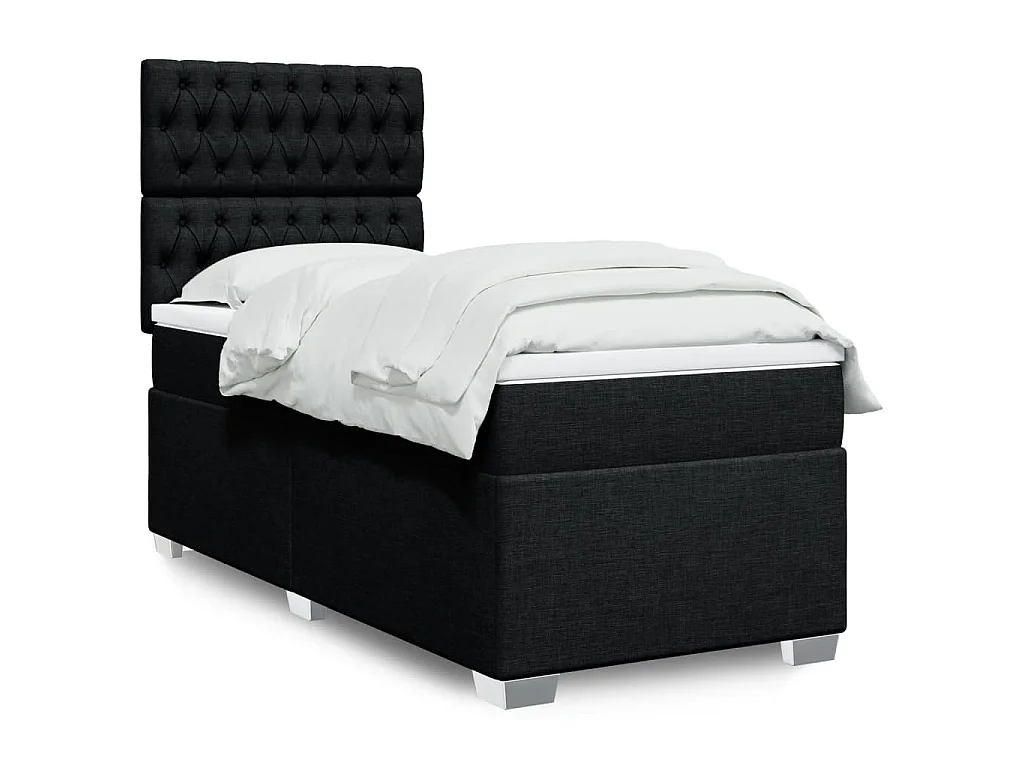 Boxspringbett mit Matratze Schwarz 90x190 cm Stoff