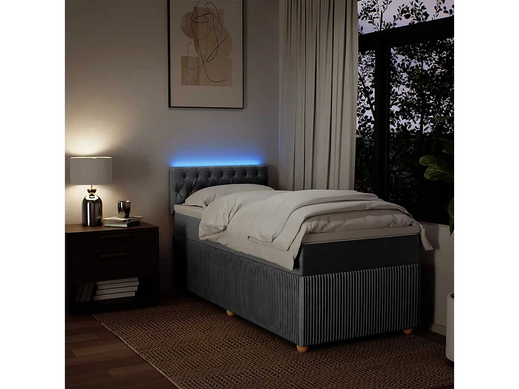 Boxspring met matras stof lichtgrijs 90x190 cm