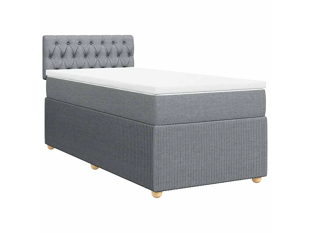 Sommier à lattes de lit et matelas Gris clair 90x190 cm Tissu