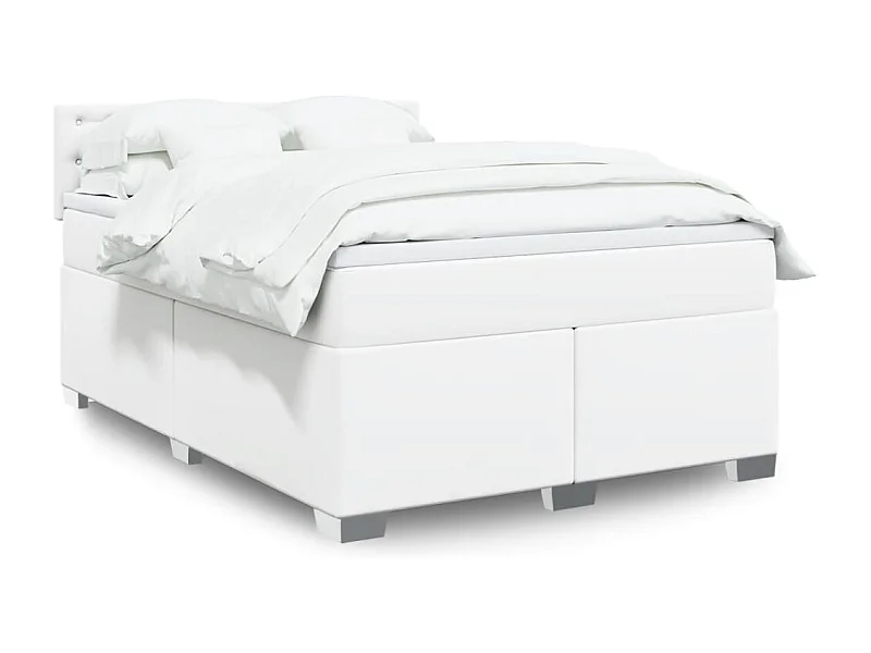 Sommier à lattes de lit avec matelas Blanc 140x190cm Similicuir