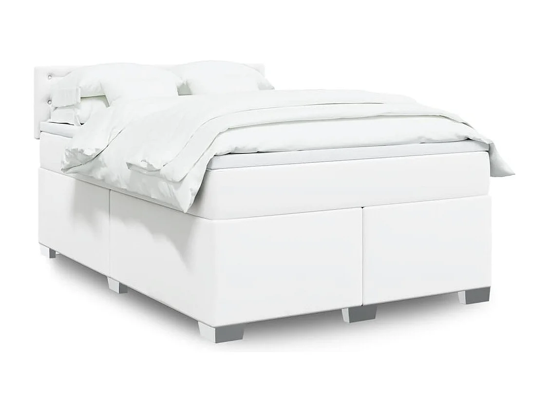 Sommier à lattes de lit avec matelas Blanc 140x190cm Similicuir