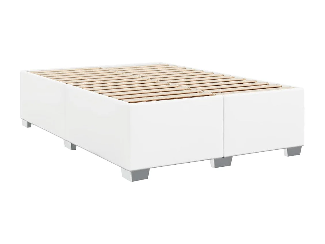 Sommier à lattes de lit avec matelas Blanc 140x190cm Similicuir