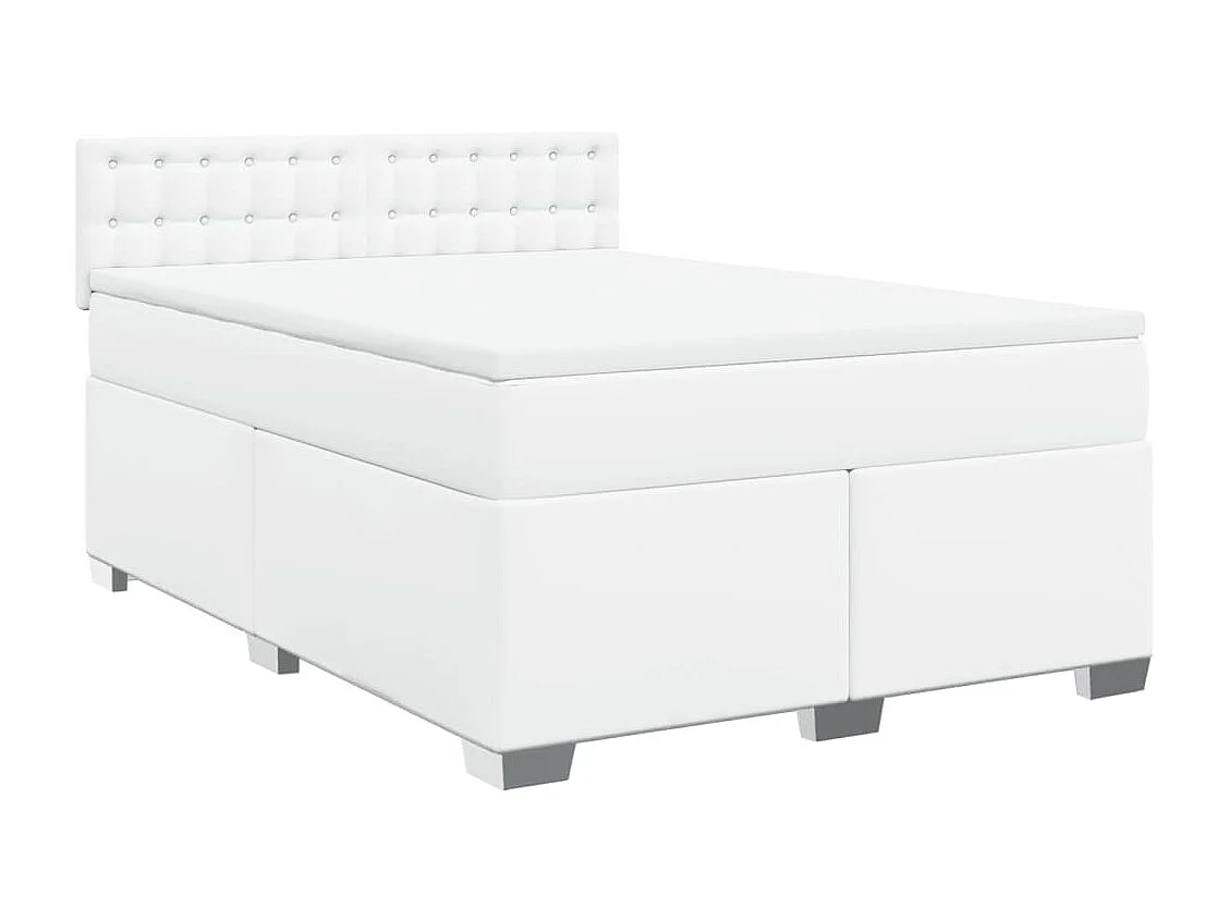 Sommier à lattes de lit avec matelas Blanc 140x190cm Similicuir