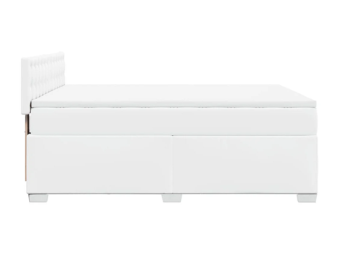 Sommier à lattes de lit avec matelas Blanc 140x190cm Similicuir