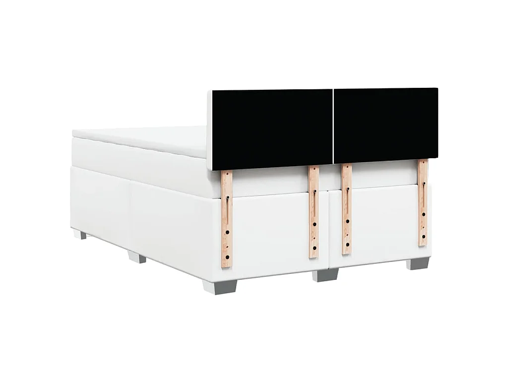 Boxspringbett mit Matratze Weiß 140x190 cm Kunstleder