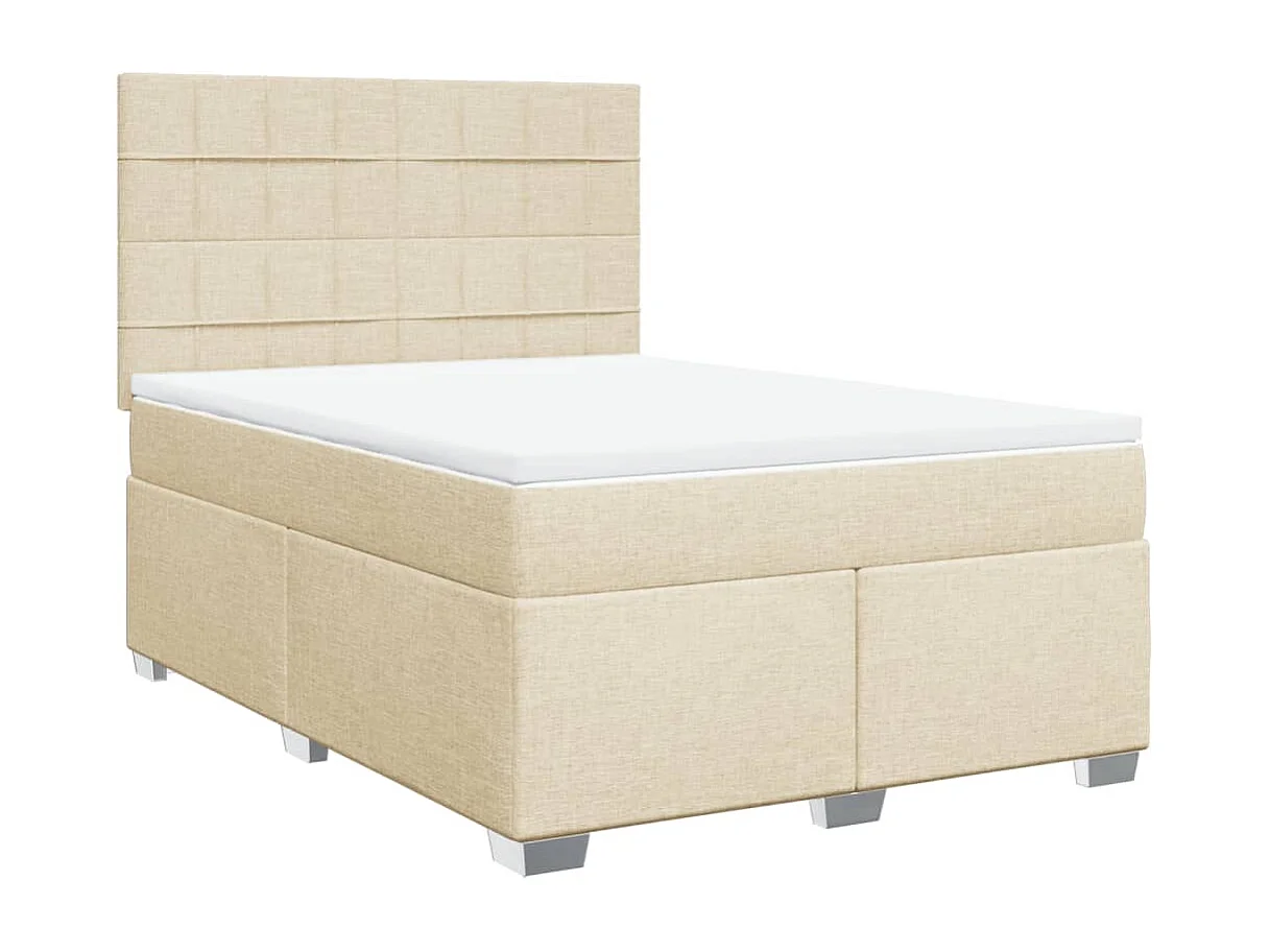 Giroletto a Molle con Materasso Crema 160x200 cm in Tessuto
