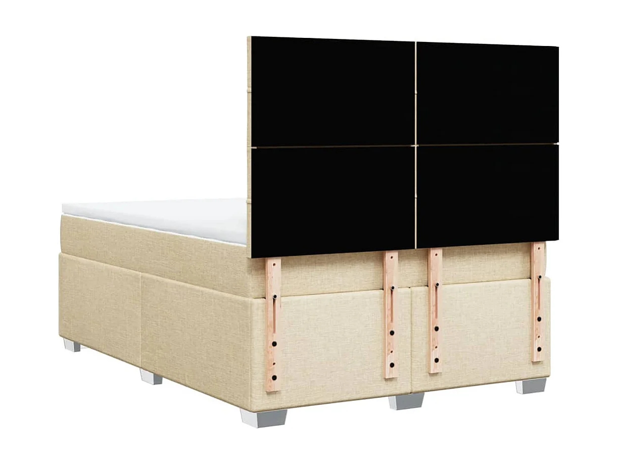 Giroletto a Molle con Materasso Crema 160x200 cm in Tessuto