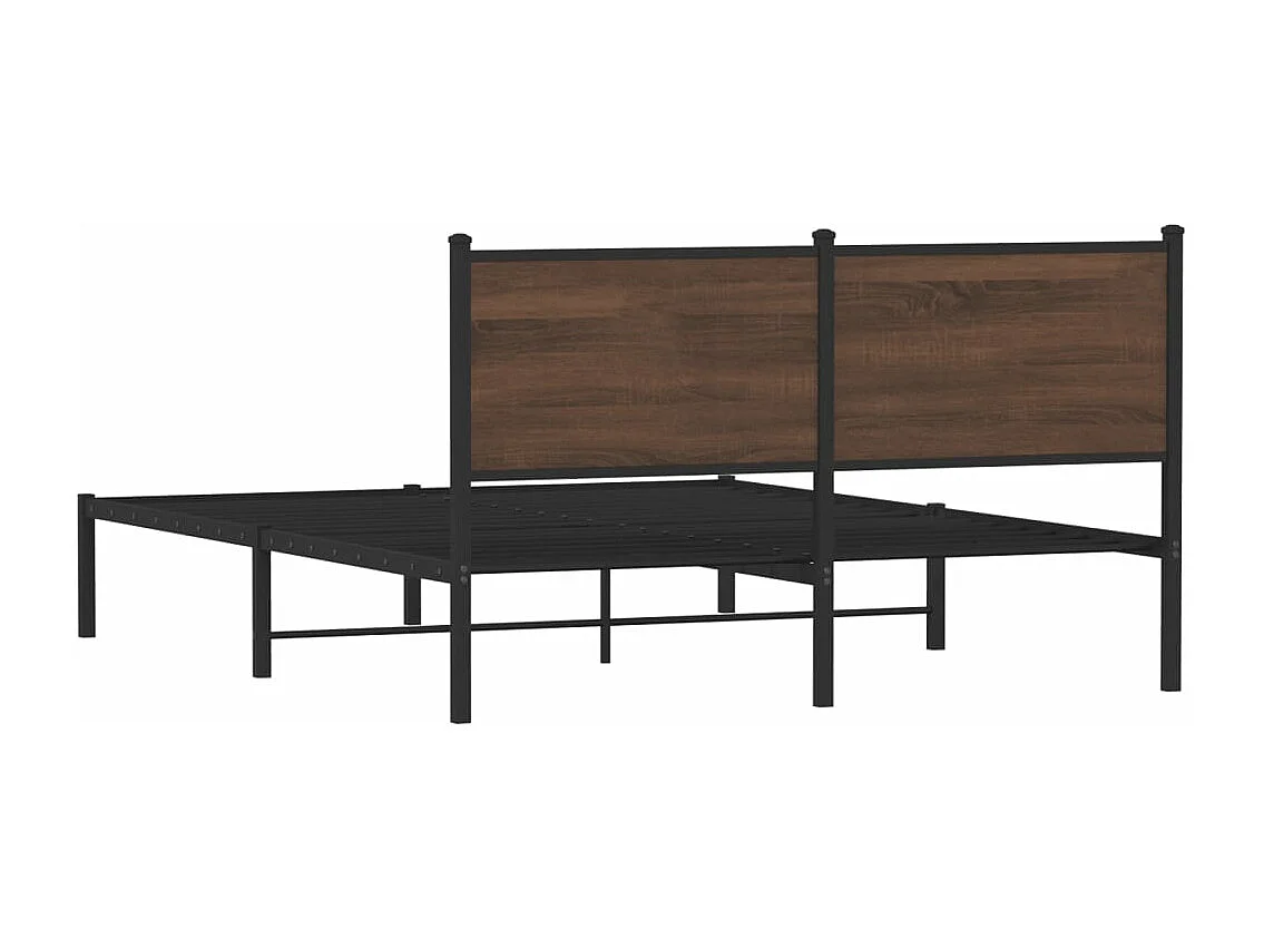 Cadre de lit en métal sans matelas chêne marron 150x200 cm