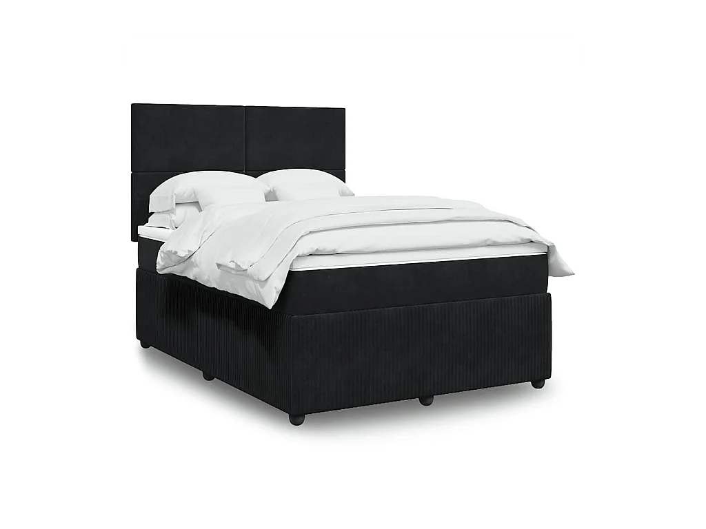 Sommier à lattes de lit avec matelas Noir 140x200 cm Velours