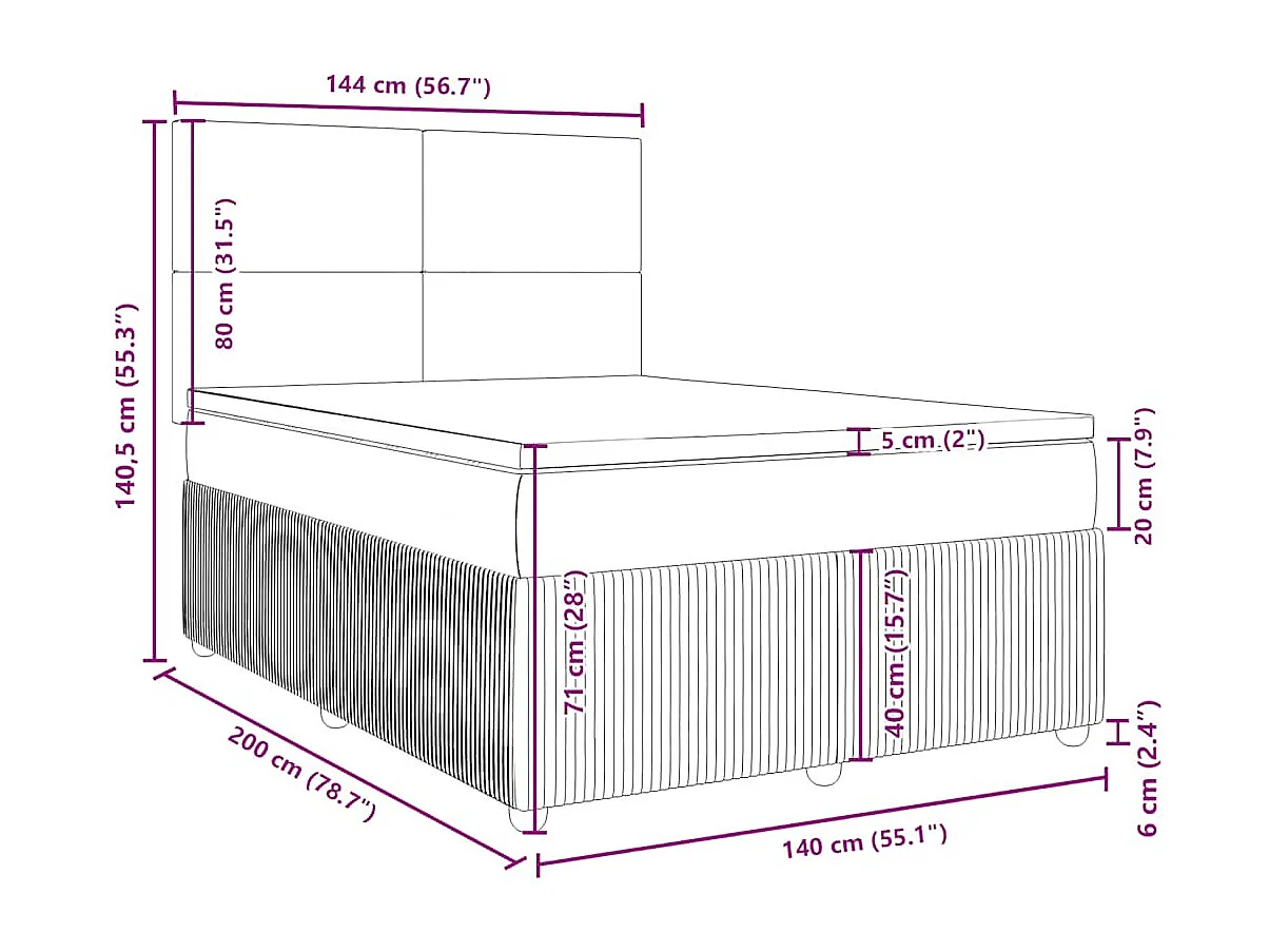 Boxspring met matras fluweel zwart 140x200 cm
