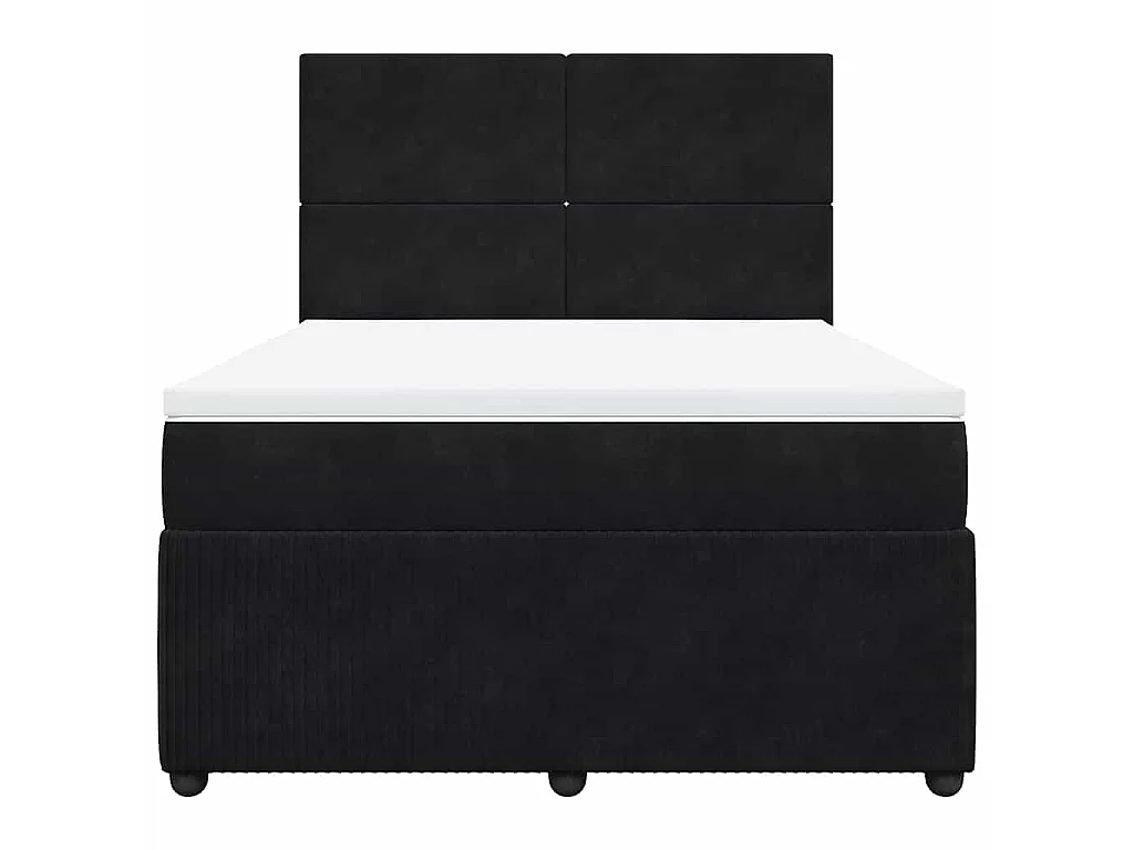 Boxspringbett mit Matratze Schwarz 140x200 cm Samt