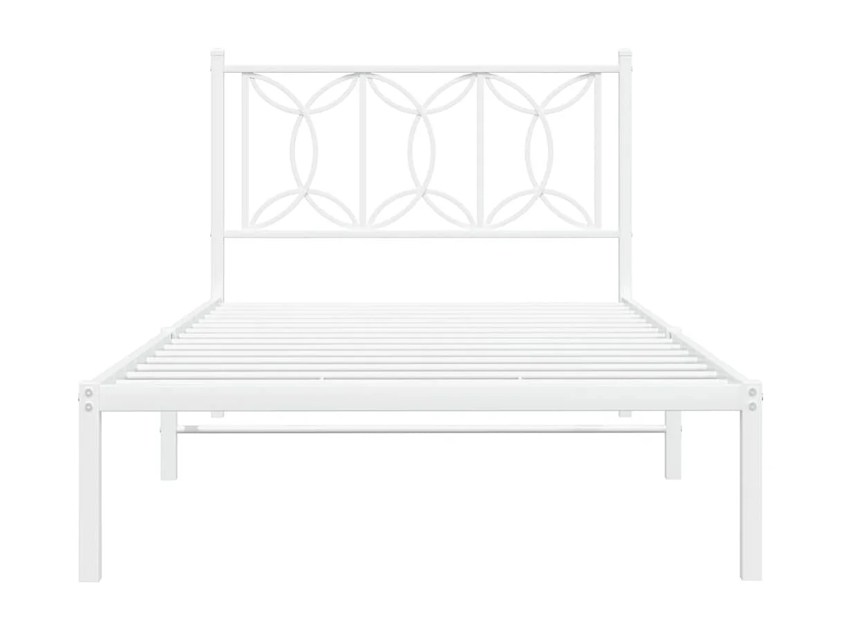 Bedframe met hoofdbord metaal wit 100x190 cm