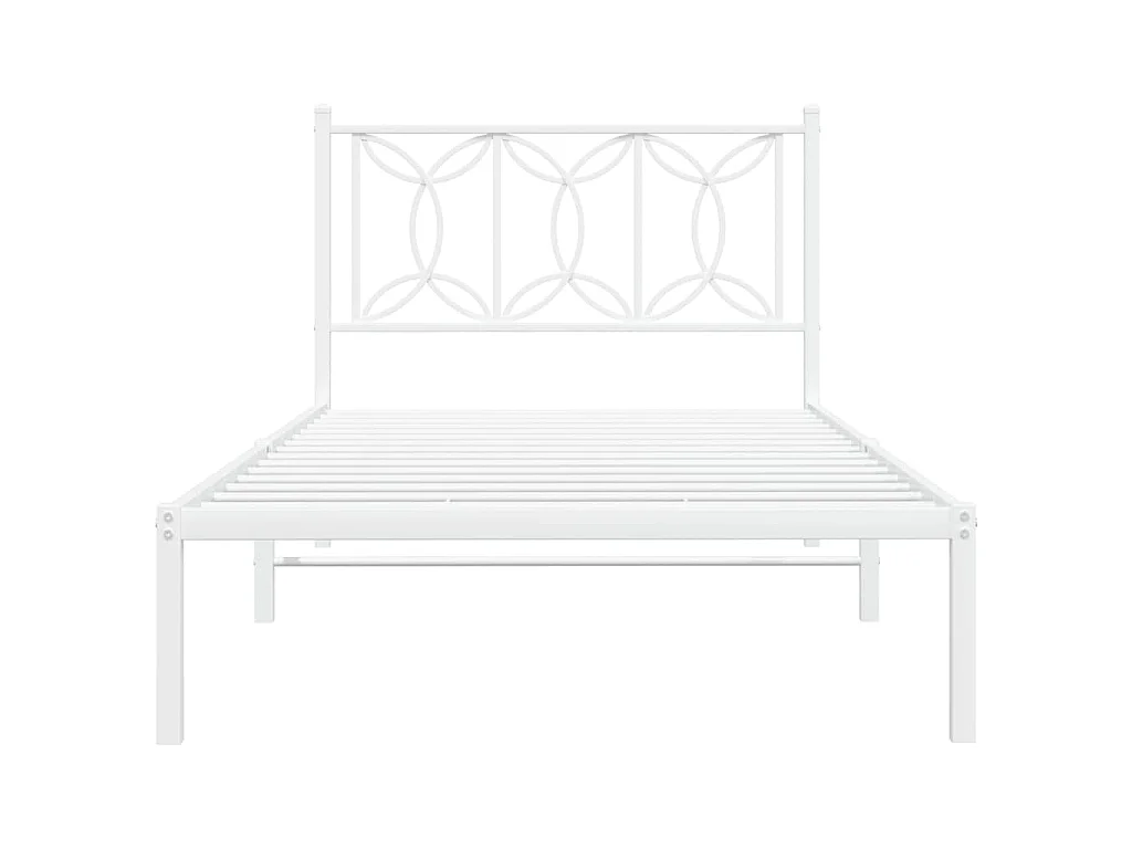 Cadre de lit métal sans matelas et tête de lit blanc 100x190 cm