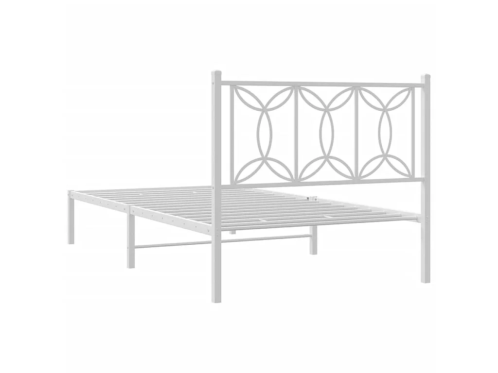 Cadre de lit métal sans matelas et tête de lit blanc 100x190 cm