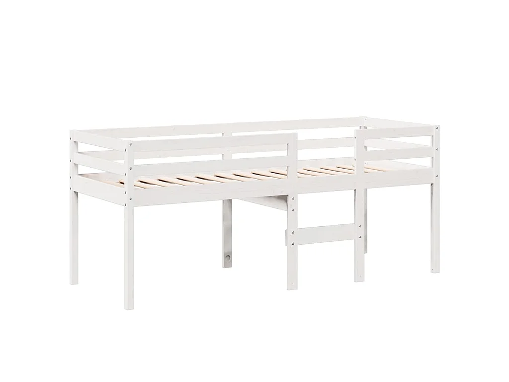Hochbett mit Dach Weiß 80x200 cm Massivholz Kiefer