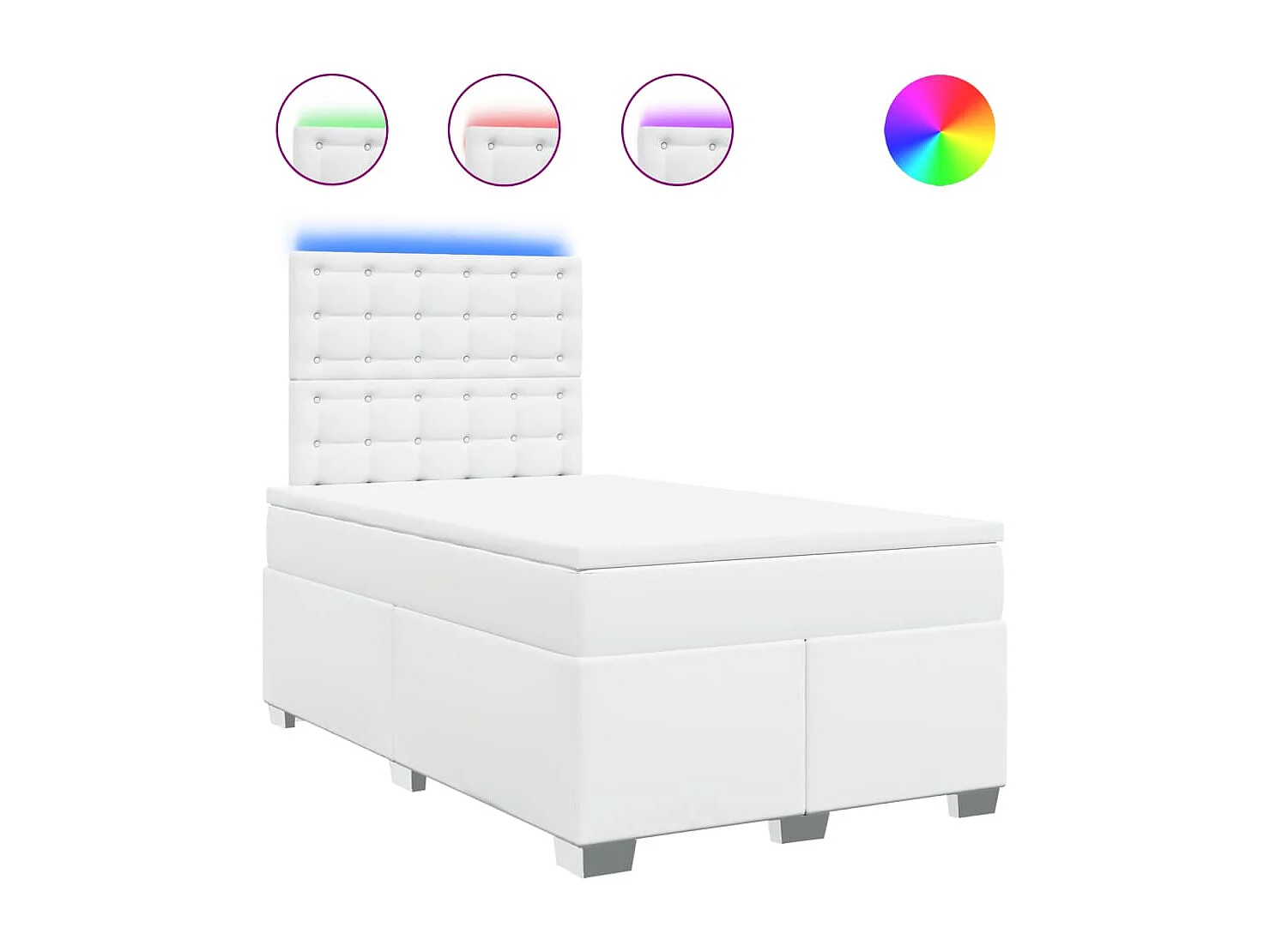 Cama box spring con colchón cuero sintético blanco 120x200 cm