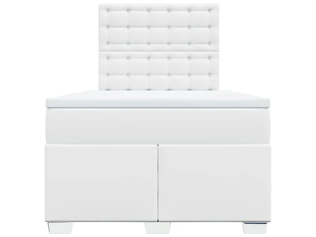 Boxspringbett mit Matratze Weiß 120x200 cm Kunstleder