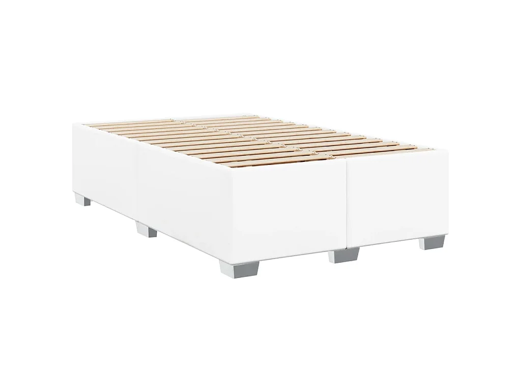 Boxspringbett mit Matratze Weiß 120x200 cm Kunstleder