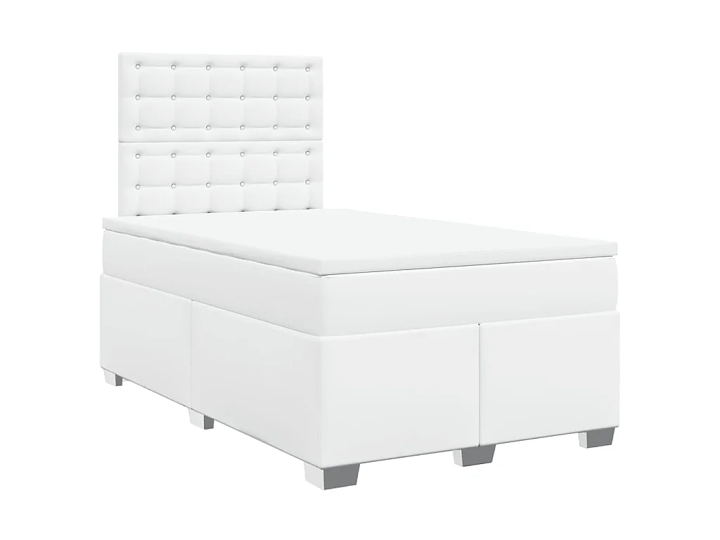 Sommier à lattes de lit avec matelas Blanc 120x200cm Similicuir
