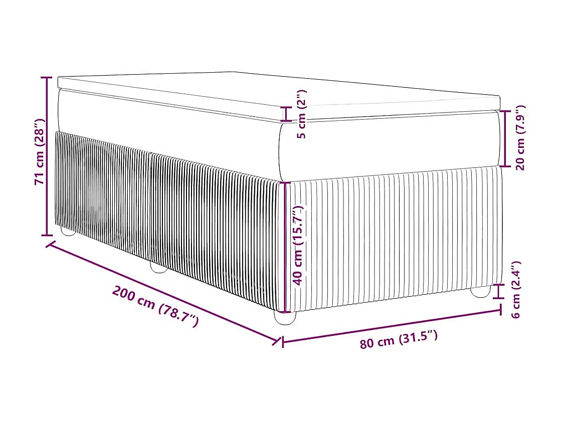 Boxspringbett mit Matratze Dunkelgrün 80x200 cm Samt