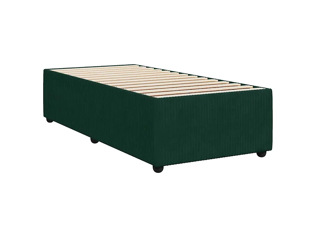 Cama box spring con colchón terciopelo verde oscuro 80x200 cm