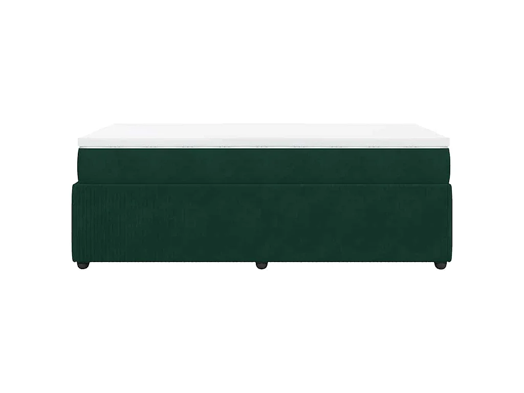 Cama box spring con colchón terciopelo verde oscuro 80x200 cm