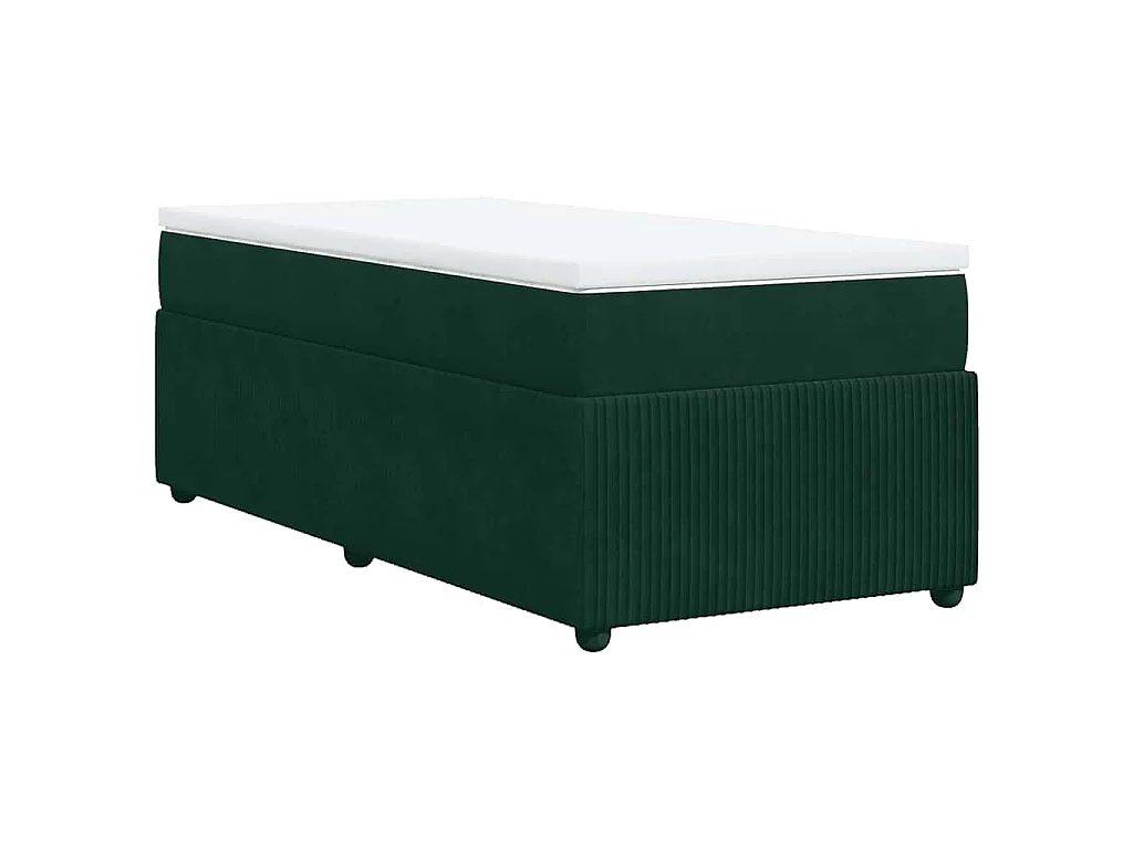 Cama box spring con colchón terciopelo verde oscuro 80x200 cm