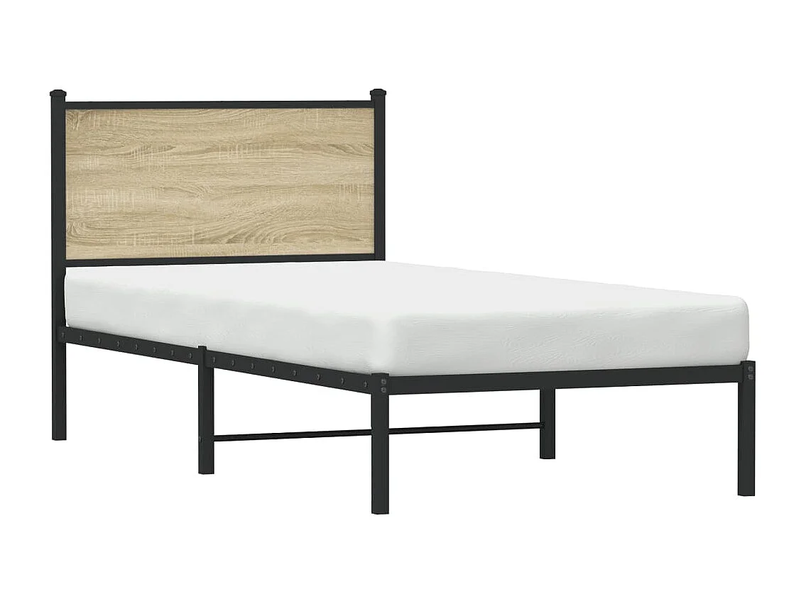 Cadre de lit en métal sans matelas chêne sonoma 90x190 cm