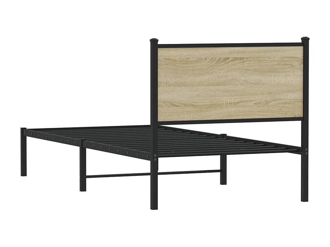 Cadre de lit en métal sans matelas chêne sonoma 90x190 cm