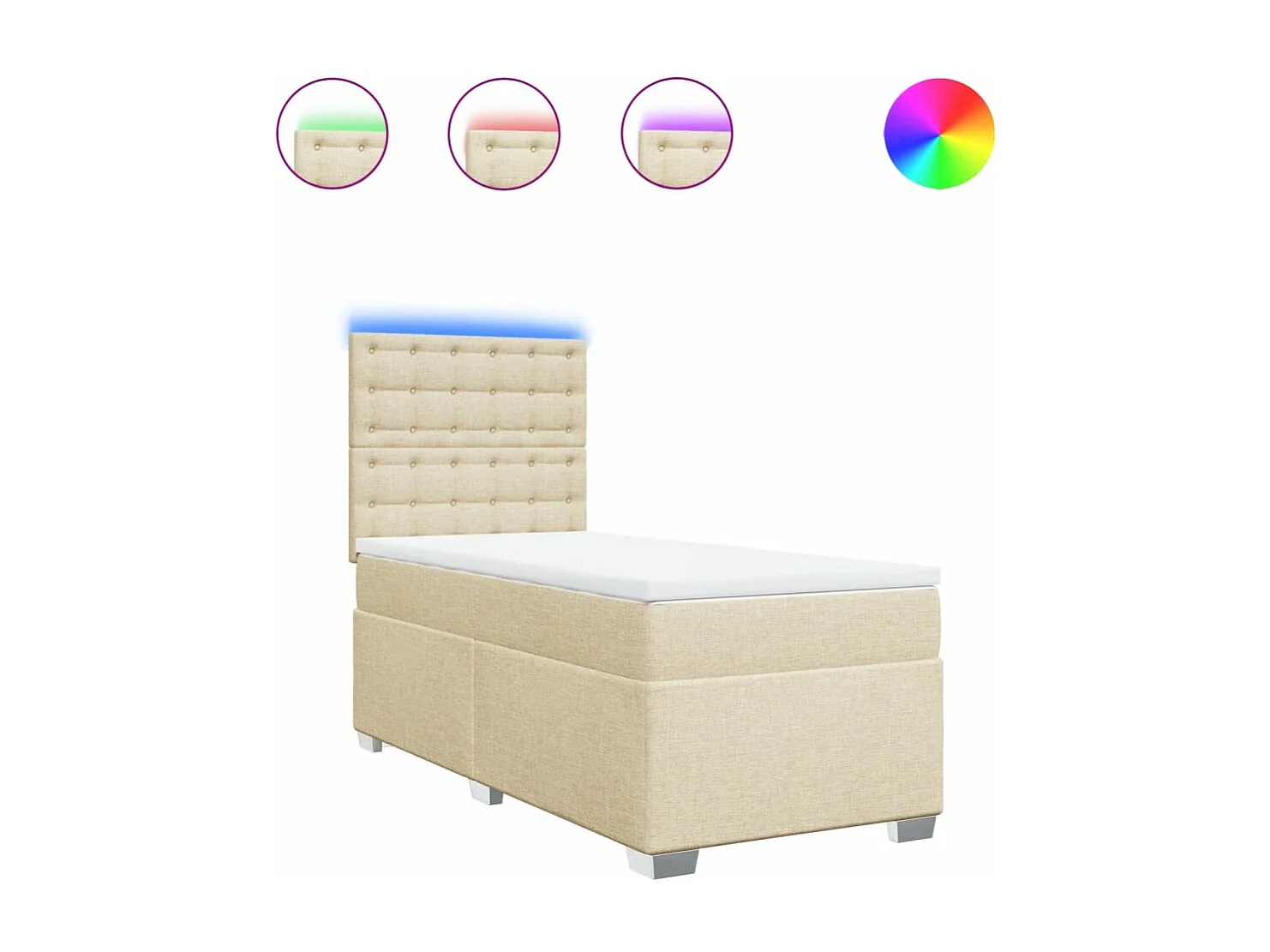 Sommier à lattes de lit avec matelas Crème 80x200 cm Tissu